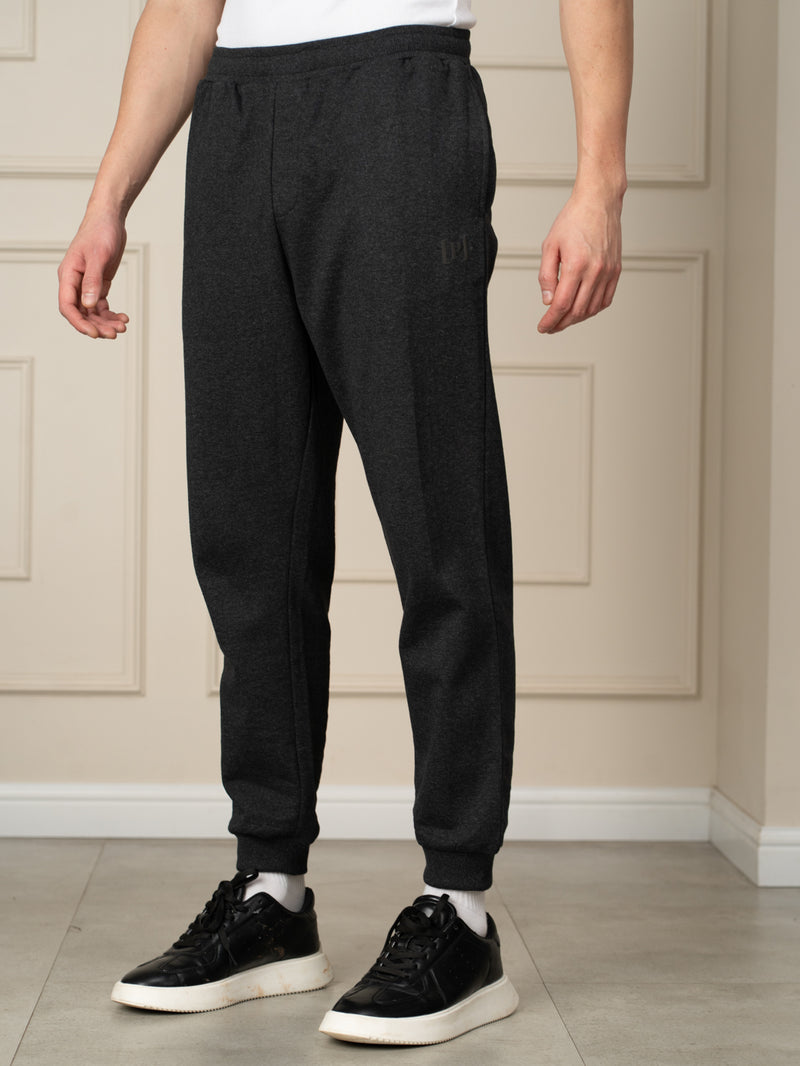 Soren Black Melange Tapered Fit Joggers