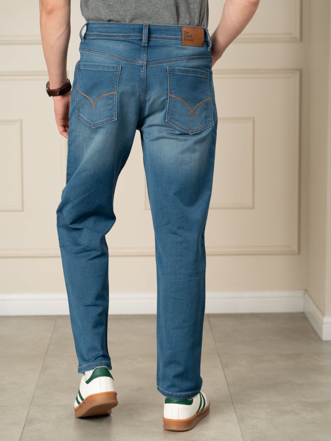 Walking Blue Tinted Whiskered Relaxed Fit Jeans