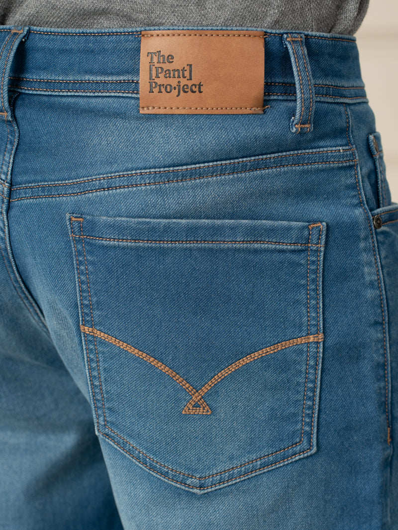 Walking Blue Tinted Whiskered Relaxed Fit Jeans