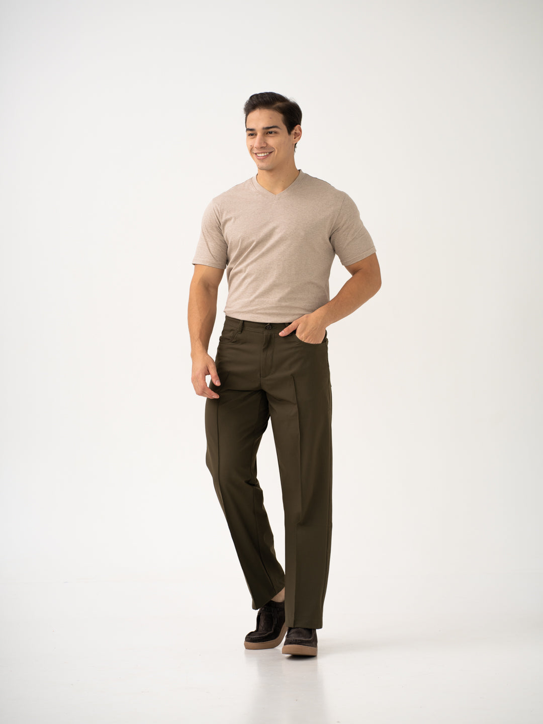 Pine Green Relaxed Fit Korean Pintuck Pants