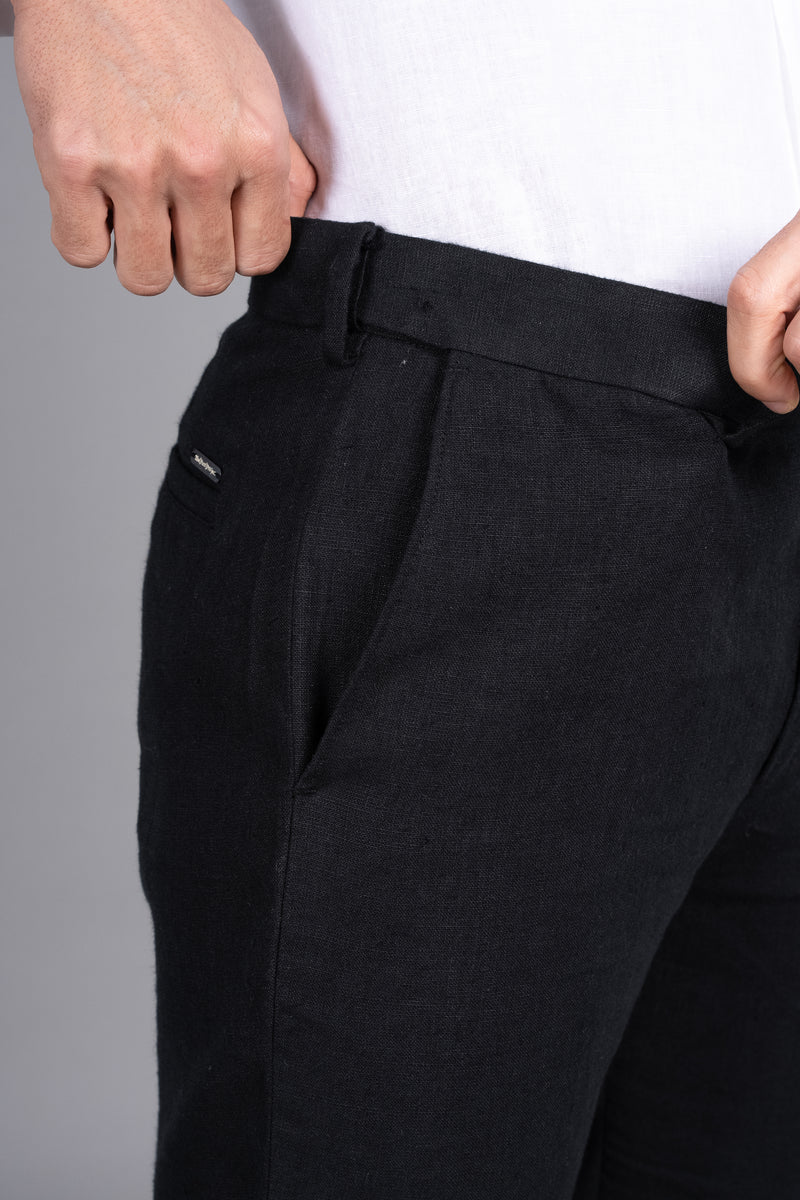 Rich Black 100% Linen Pants