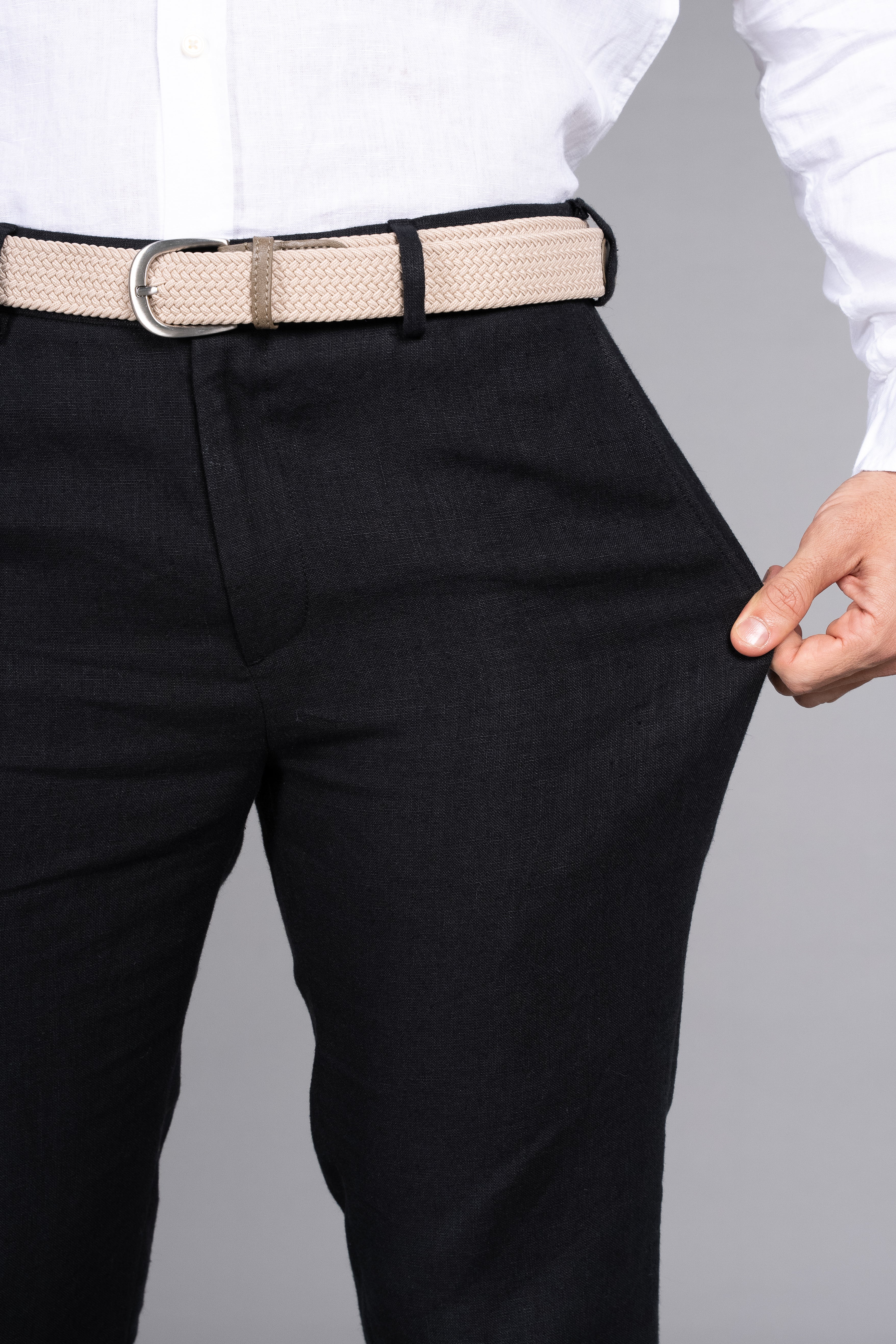 Rich Black 100% Linen Pants