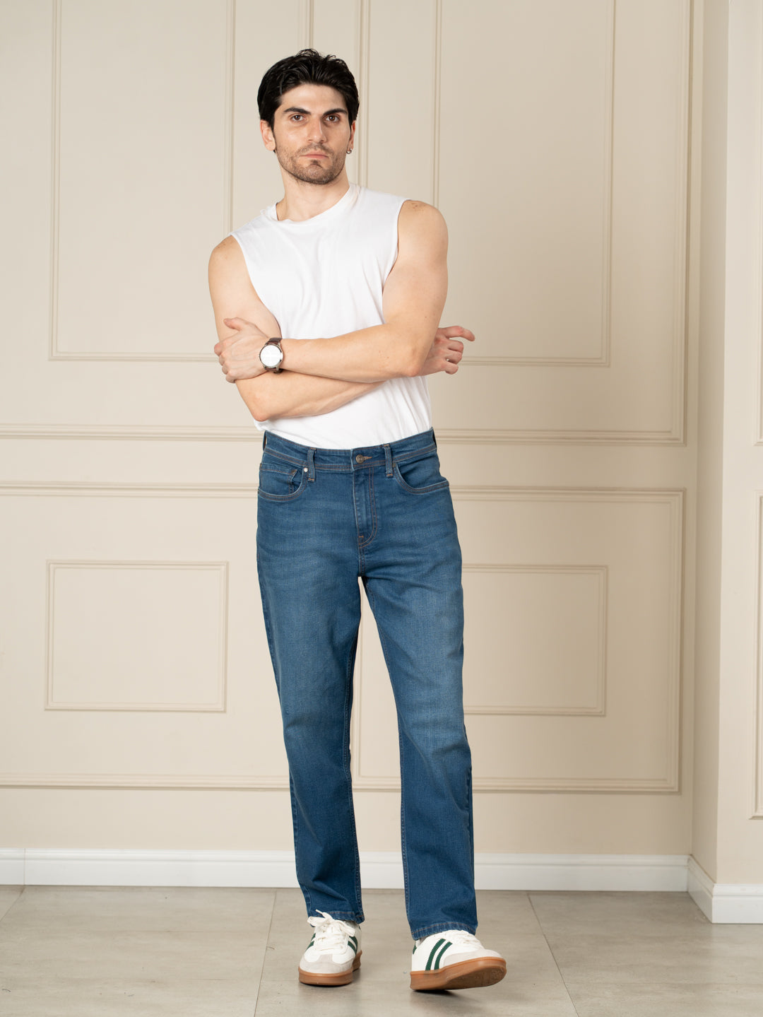 Breaker Blue Whiskered Relaxed Fit Jeans