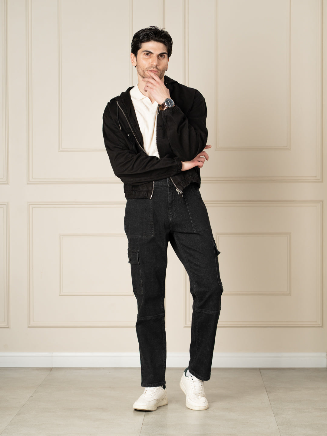 Ridge Black Relaxed Fit Denim Cargos