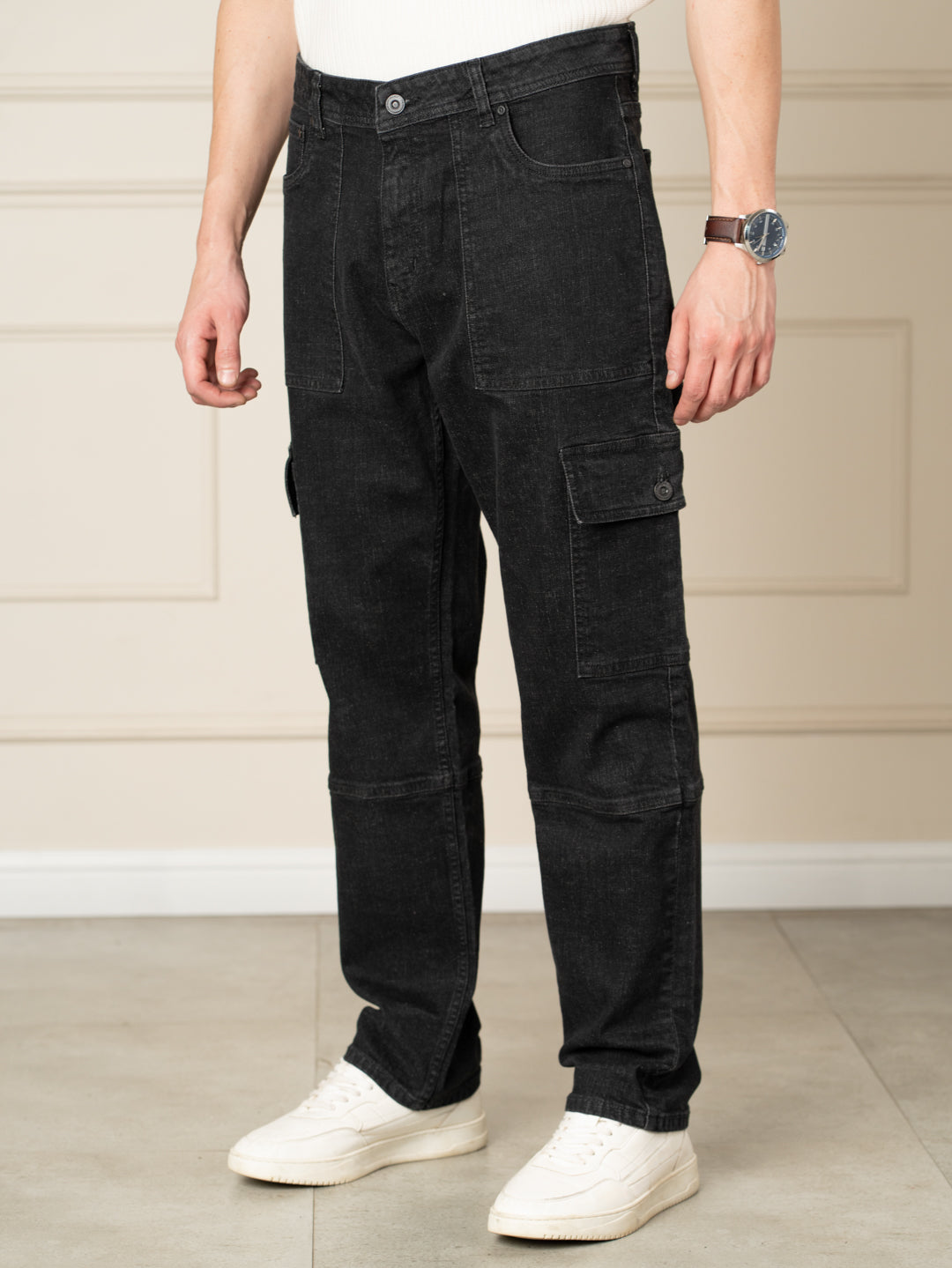 Ridge Black Relaxed Fit Denim Cargos