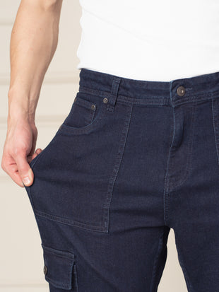 Depth Blue Relaxed Fit Denim Cargos