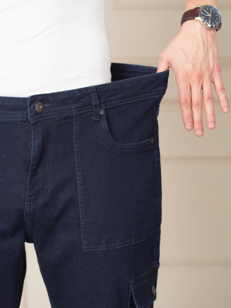 Depth Blue Relaxed Fit Denim Cargos