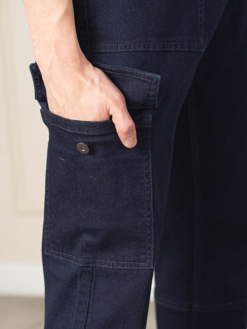 Depth Blue Relaxed Fit Denim Cargos