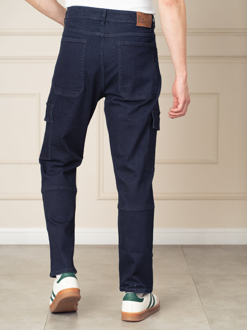 Depth Blue Relaxed Fit Denim Cargos