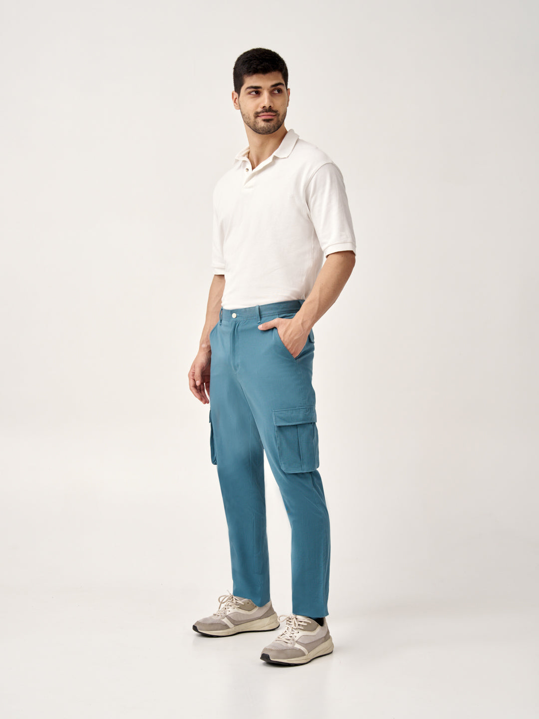 Tulum Turquoise Stretch Cargo Pants