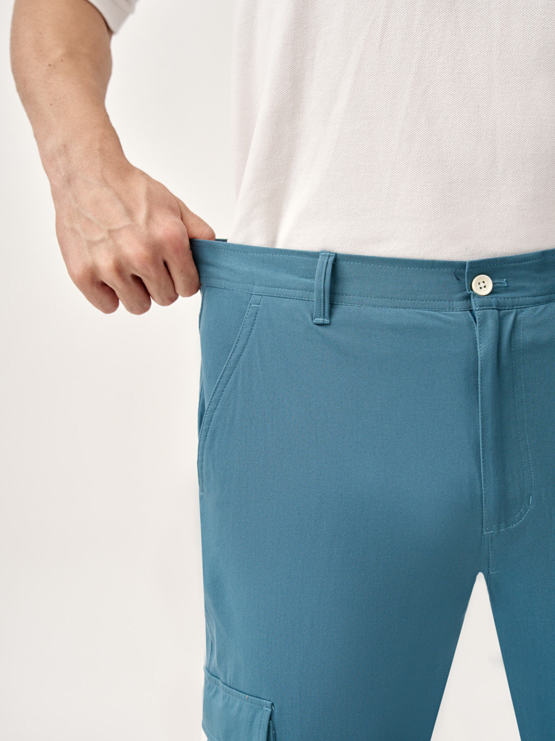 Tulum Turquoise Stretch Cargo Pants