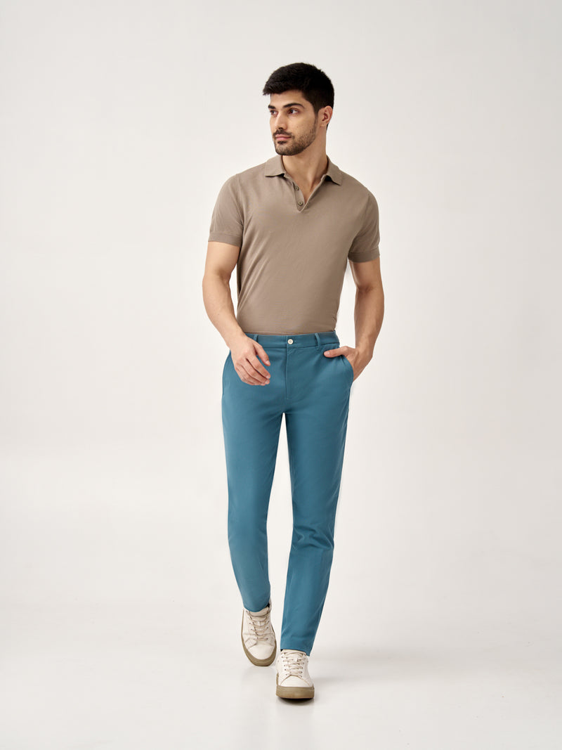 Tulum Turquoise Stretch Chinos