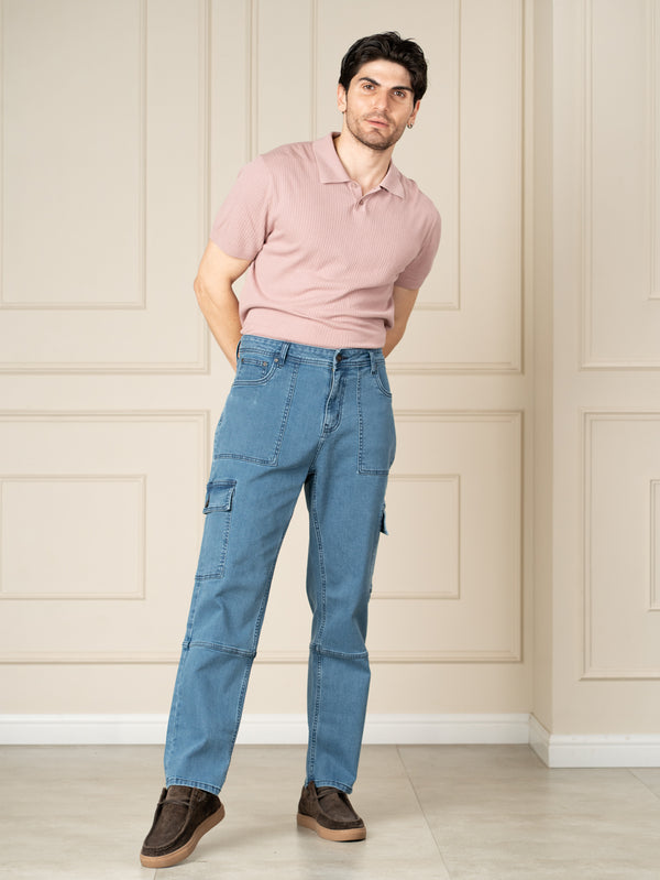 Trek Blue Relaxed Fit Denim Cargos