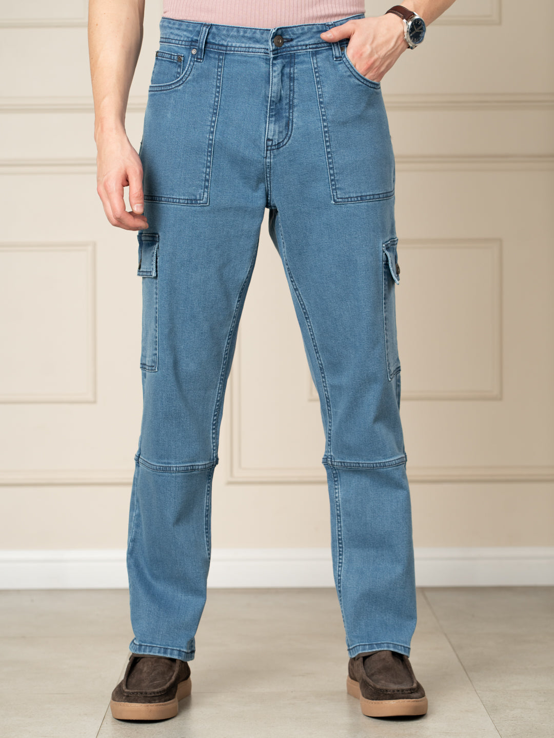 Trek Blue Relaxed Fit Denim Cargos