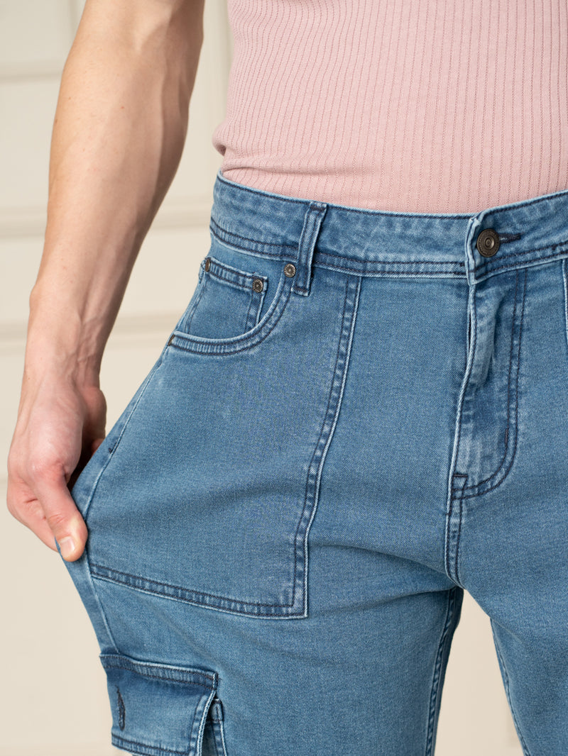 Trek Blue Relaxed Fit Denim Cargos