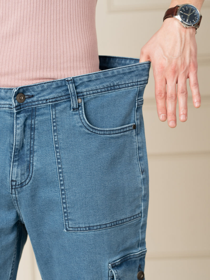 Trek Blue Relaxed Fit Denim Cargos