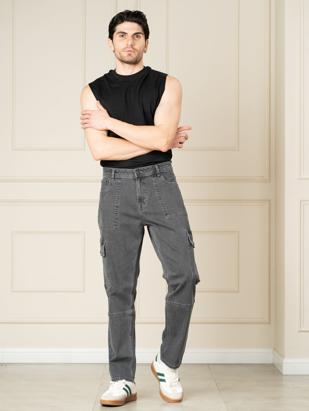 Trail Grey Relaxed Fit Denim Cargos