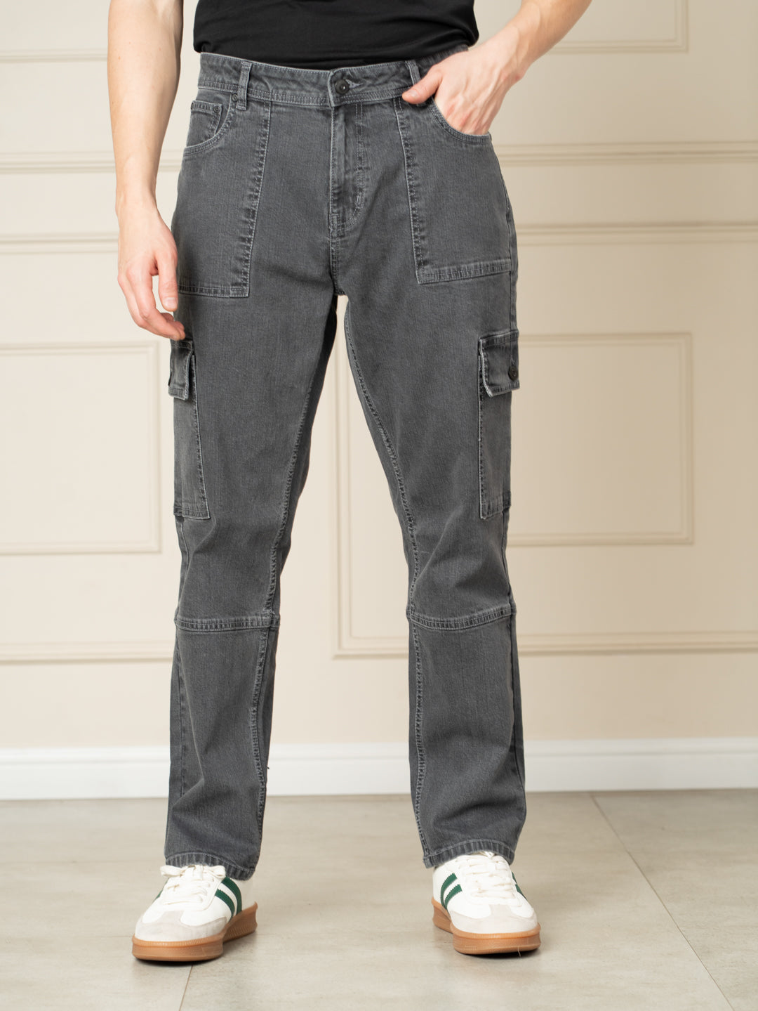 Trail Grey Relaxed Fit Denim Cargos
