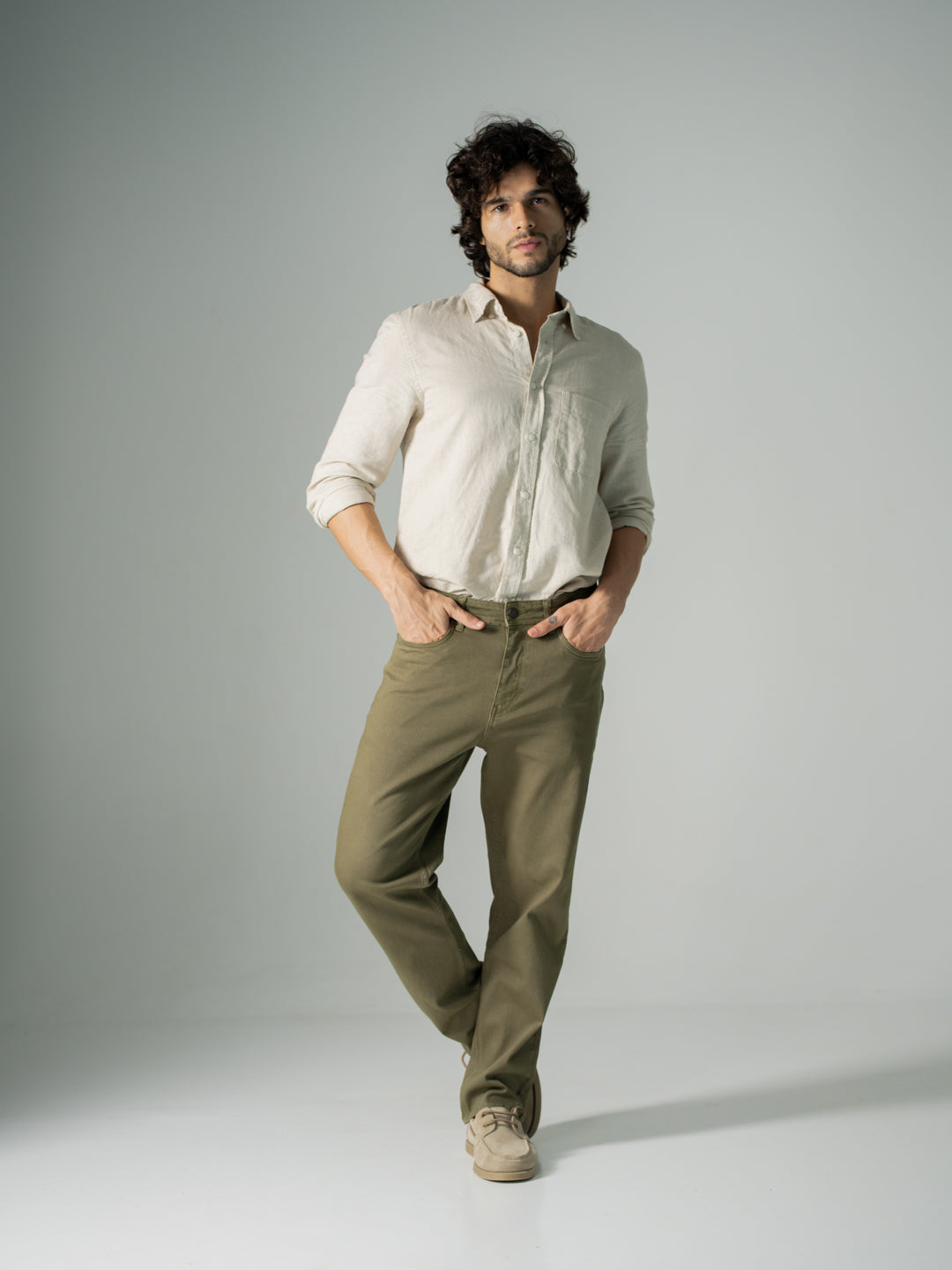 Eucalyptus Olive Relaxed Fit Jeans