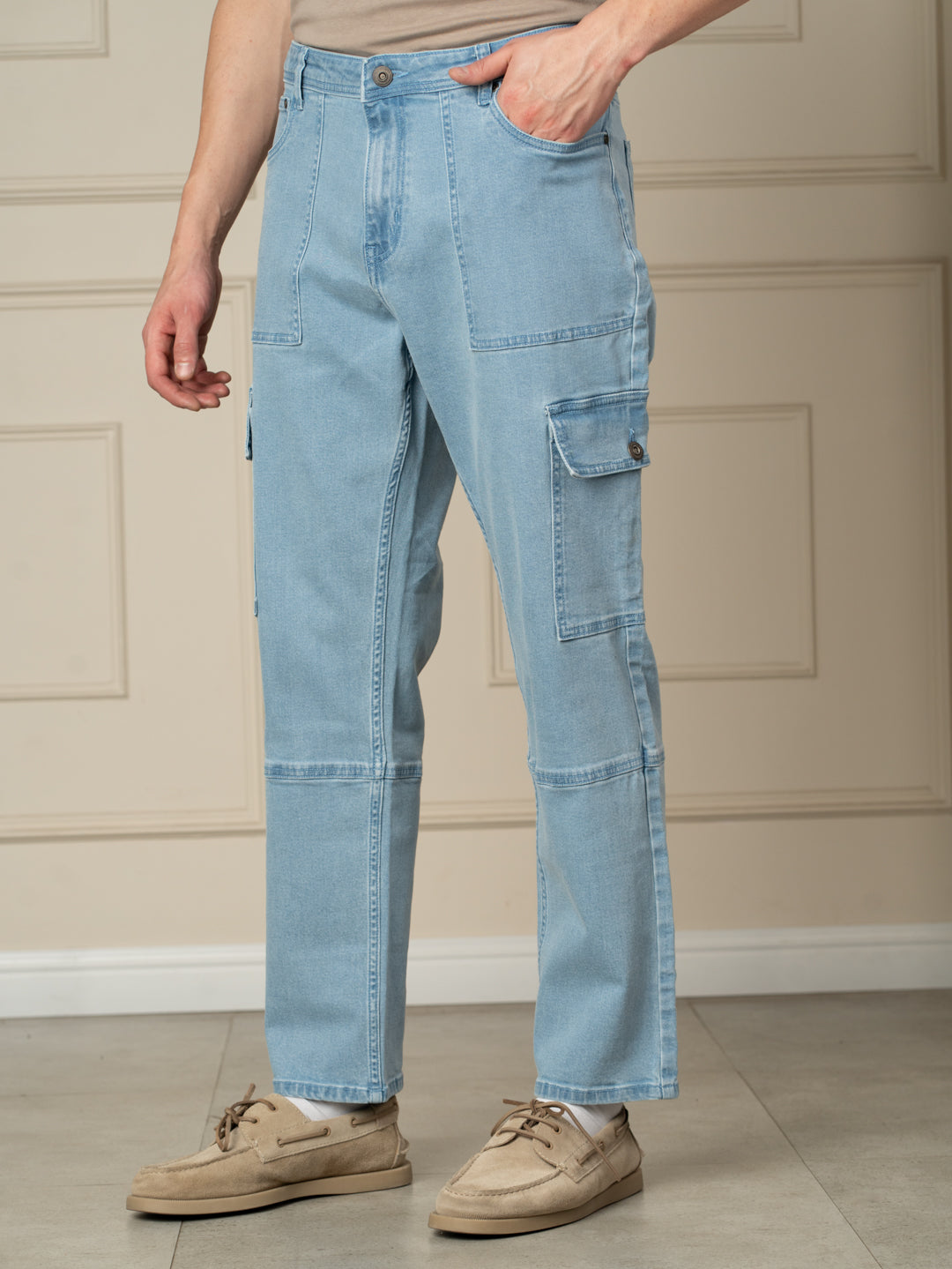 Cloudline Blue Relaxed Fit Denim Cargos