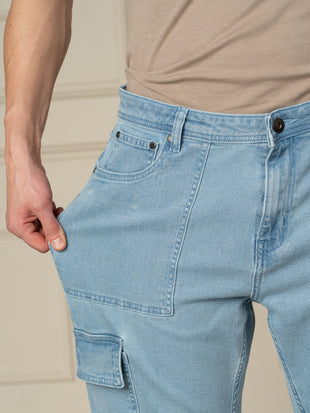 Cloudline Blue Relaxed Fit Denim Cargos