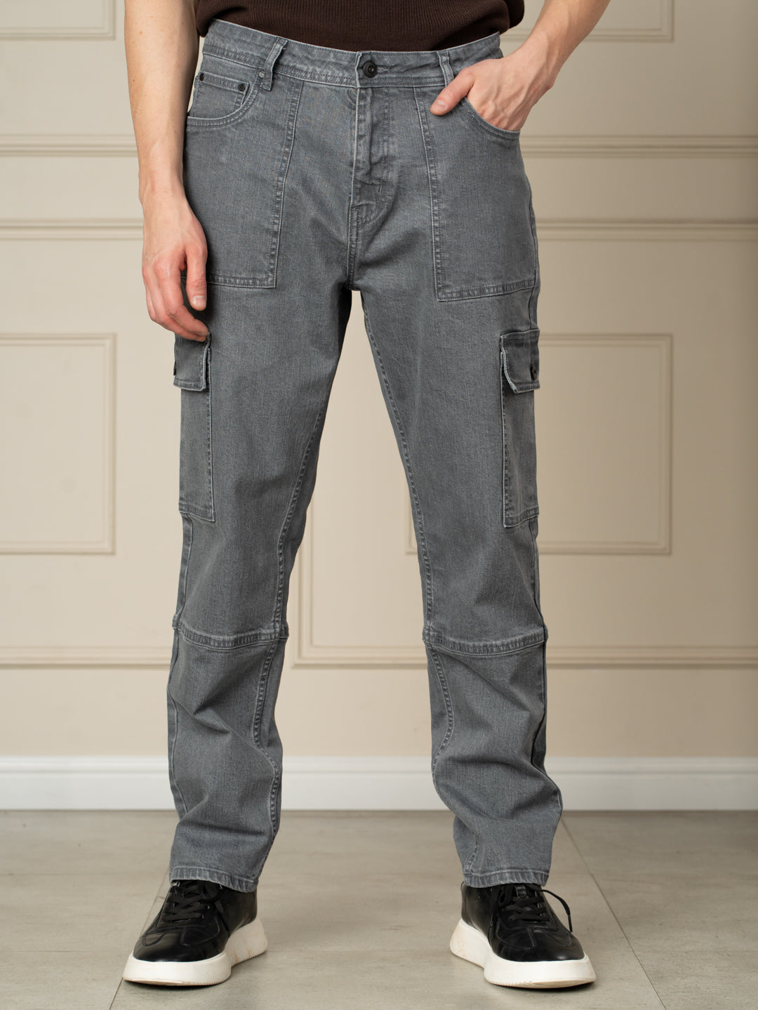 Peak Grey Relaxed Fit Denim Cargos