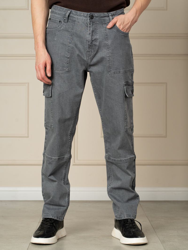 Peak Grey Relaxed Fit Denim Cargos