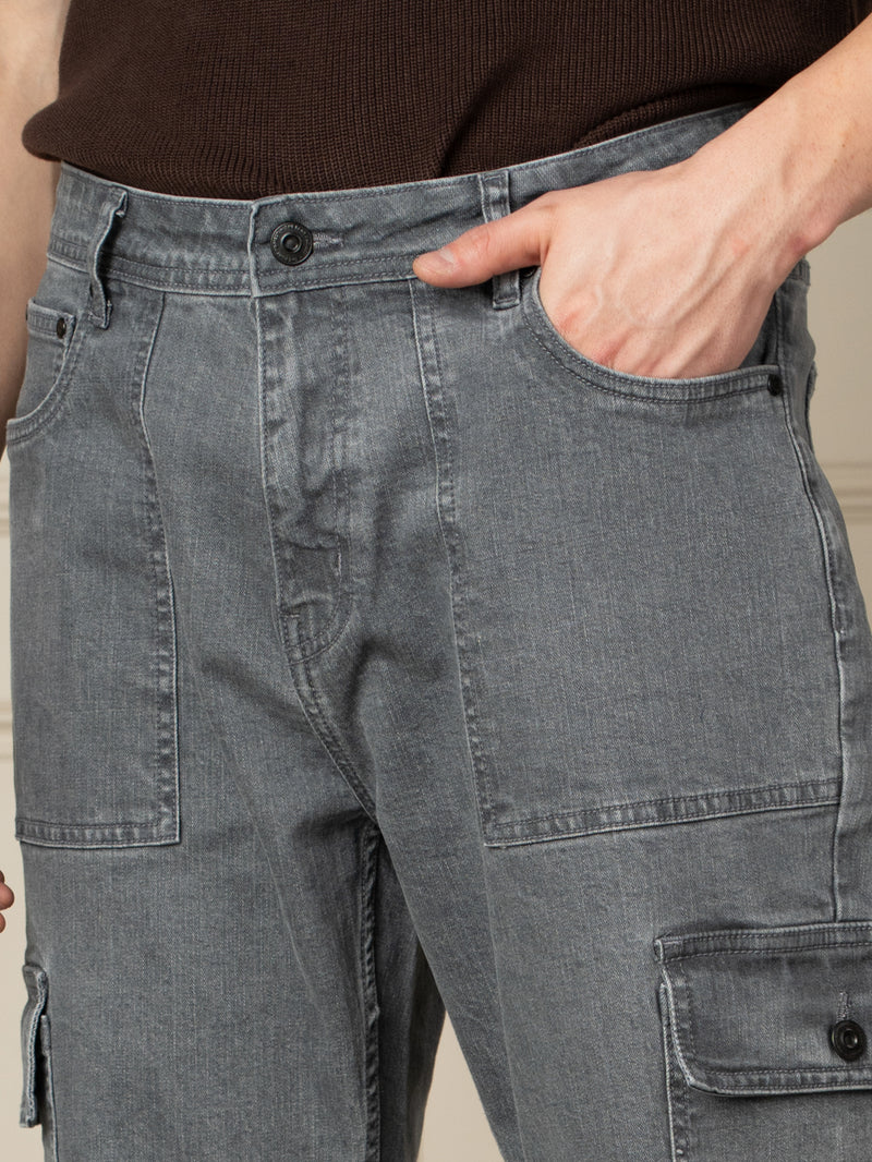 Peak Grey Relaxed Fit Denim Cargos