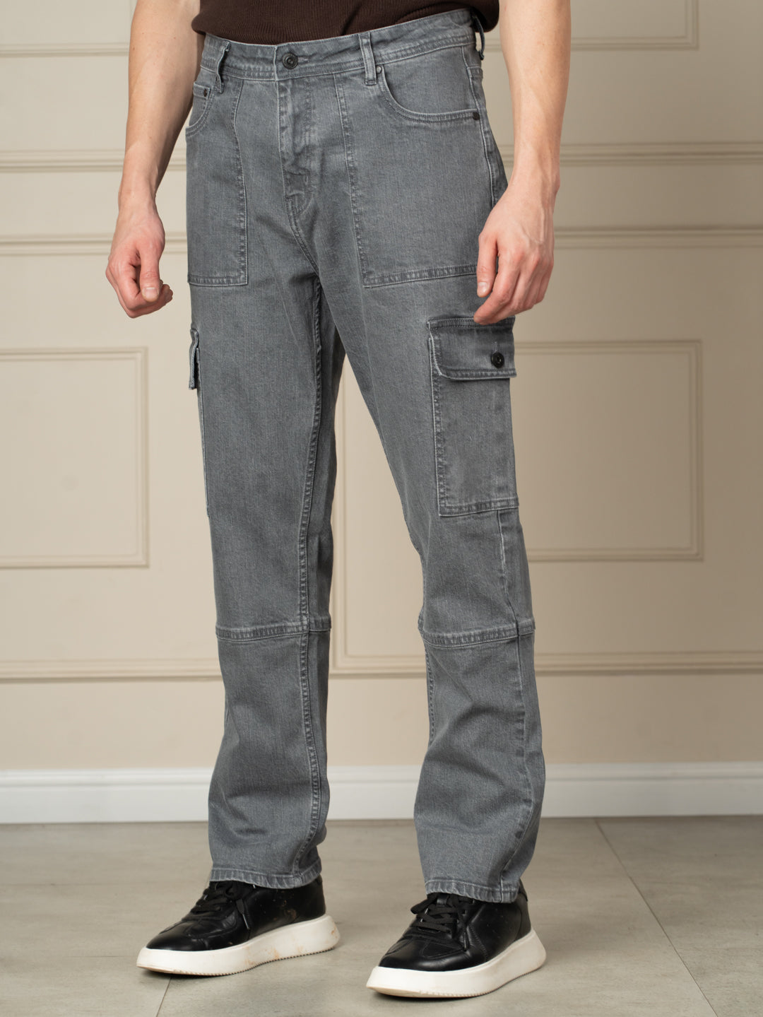 Peak Grey Relaxed Fit Denim Cargos