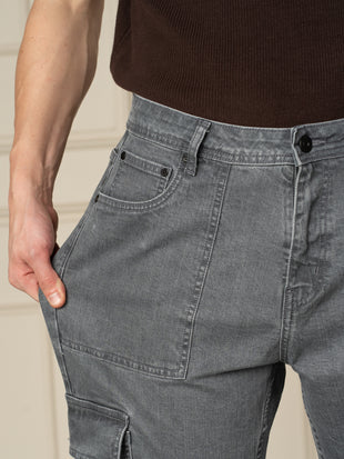 Peak Grey Relaxed Fit Denim Cargos