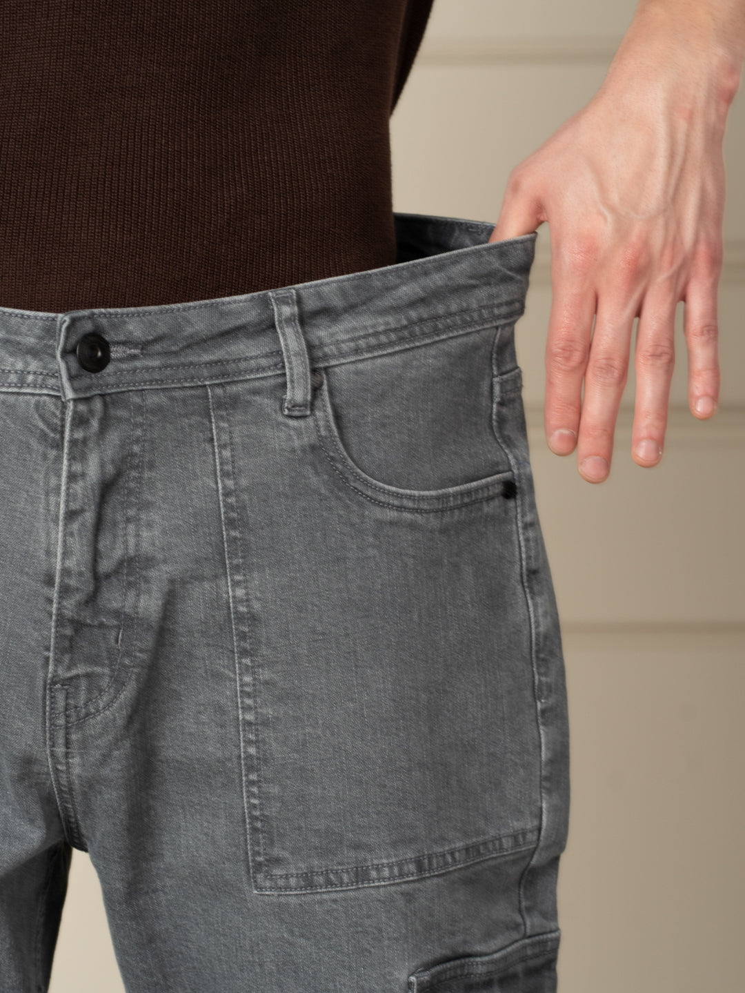 Peak Grey Relaxed Fit Denim Cargos
