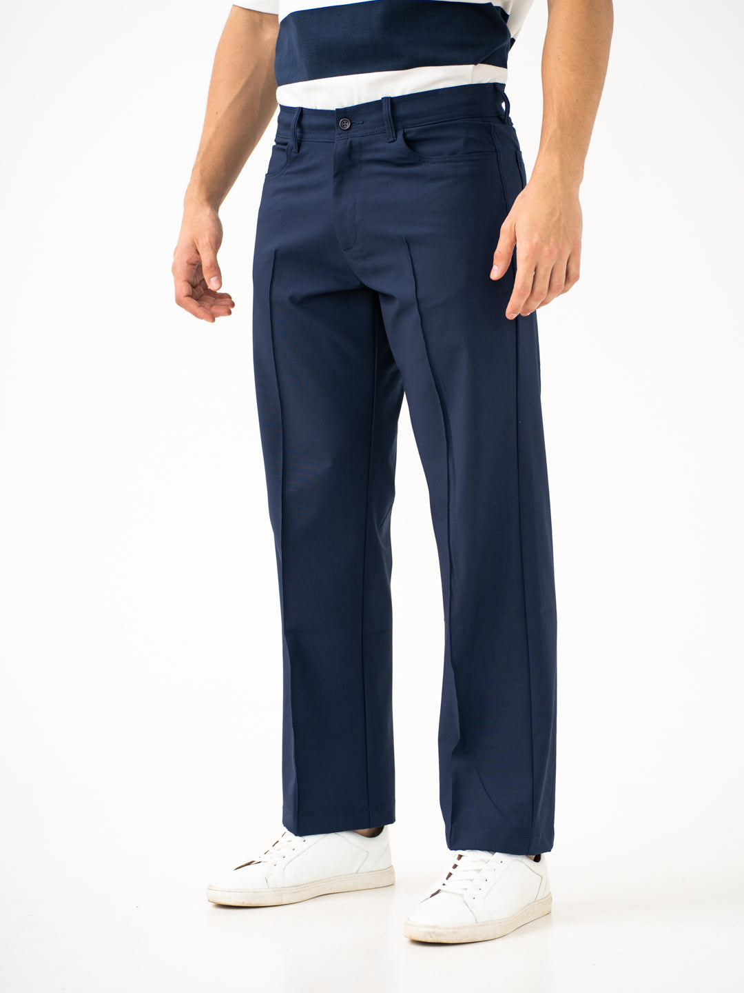 Heaven Navy Relaxed Fit Korean Pintuck Pants