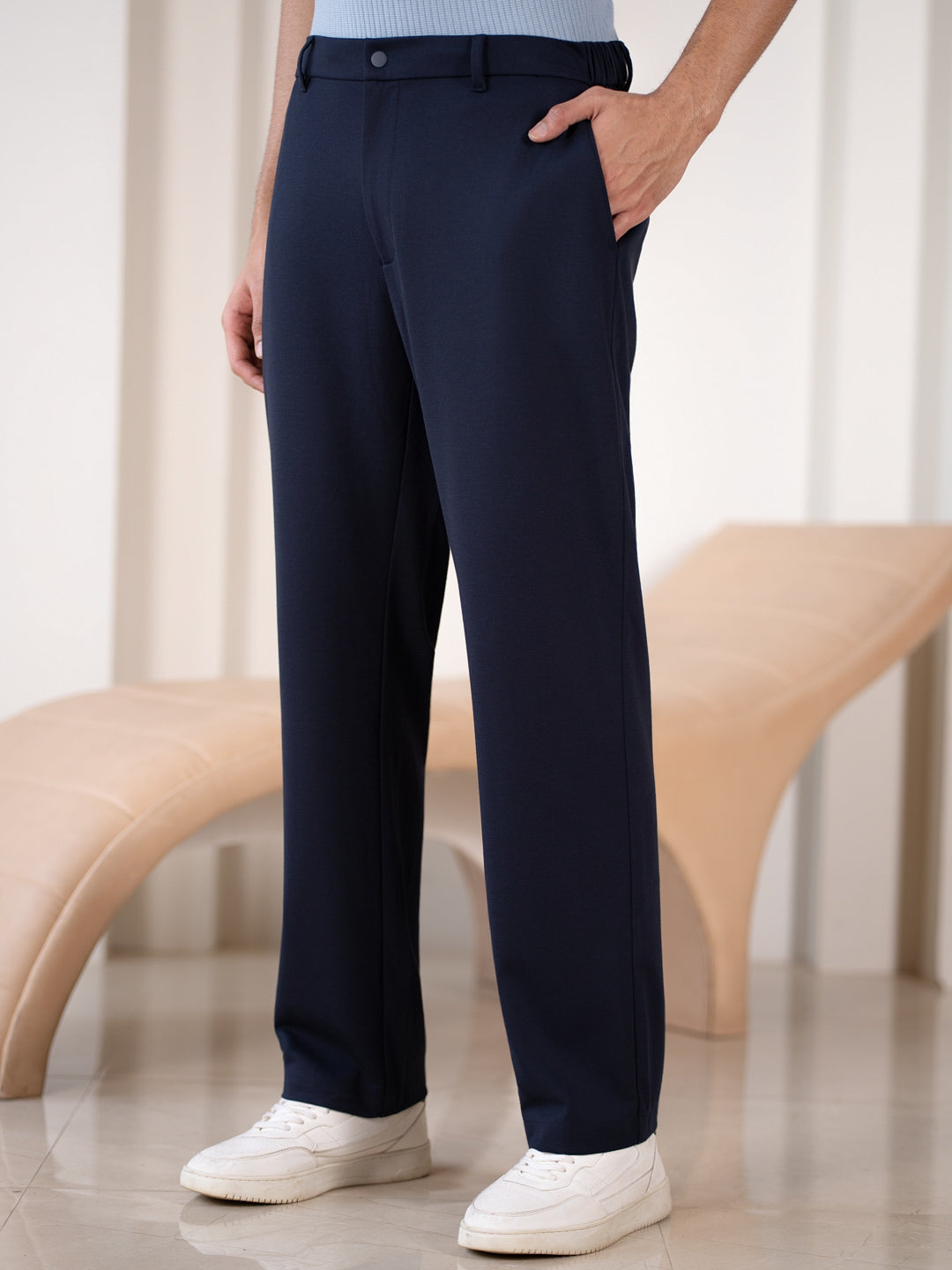 Buy Men Navy Slim Fit Stretchable Travel Pants Buy Men Navy Slim Fit Stretchable Travel Pants