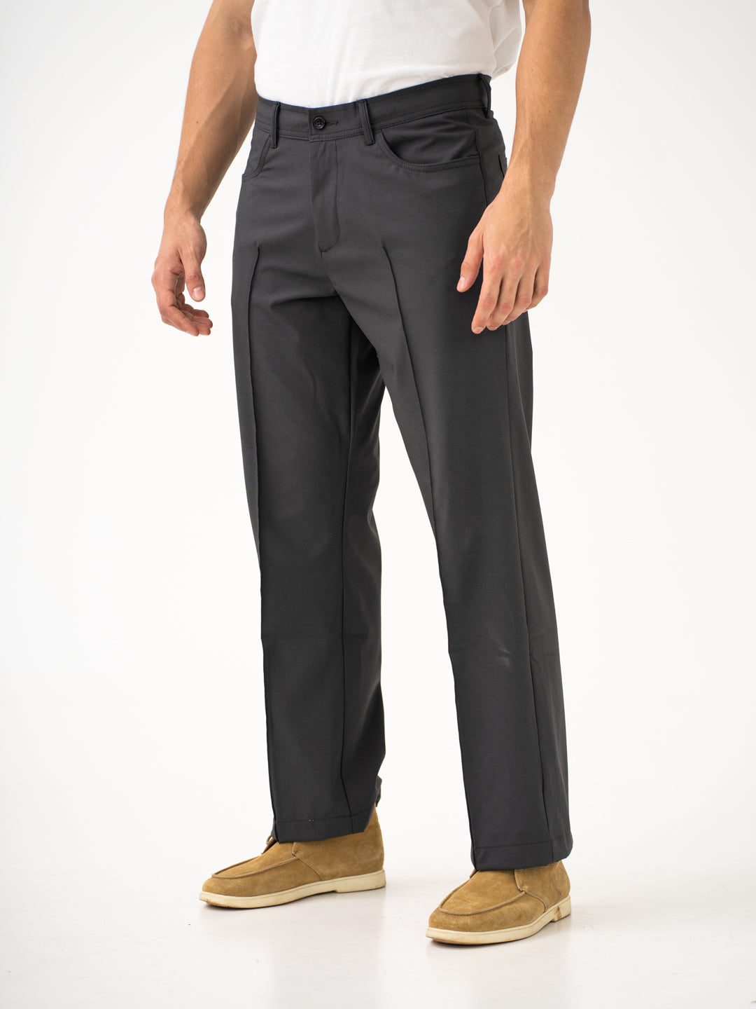 Pewter Grey Relaxed Fit Korean Pintuck Pants