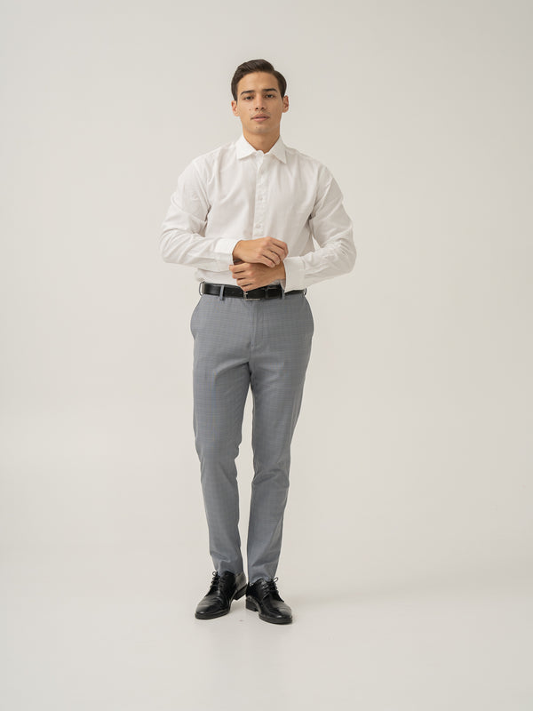 Dusky Grey Checks Stretch Formal Pants