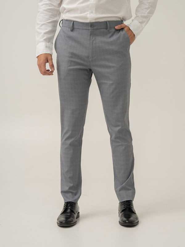 Dusky Grey Checks Stretch Formal Pants