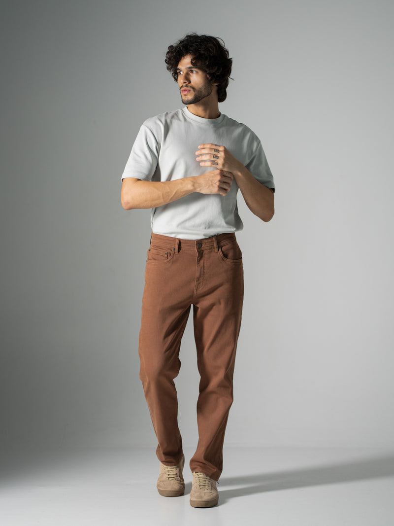 Bark Brown Relaxed Fit Jeans