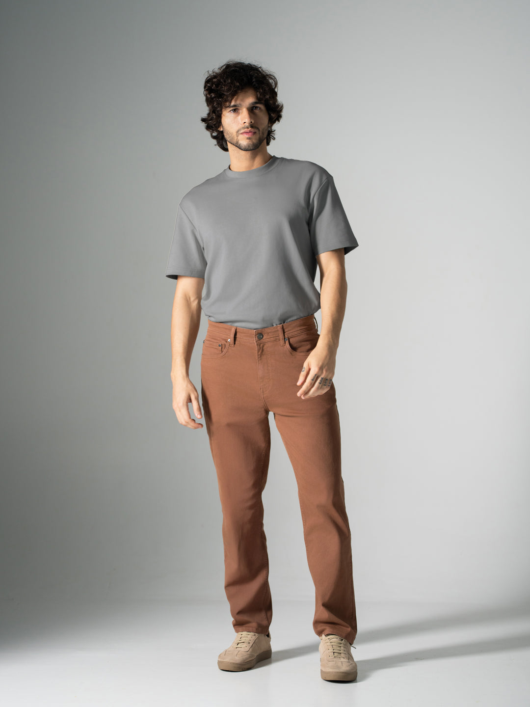 Bark Brown Relaxed Fit Jeans