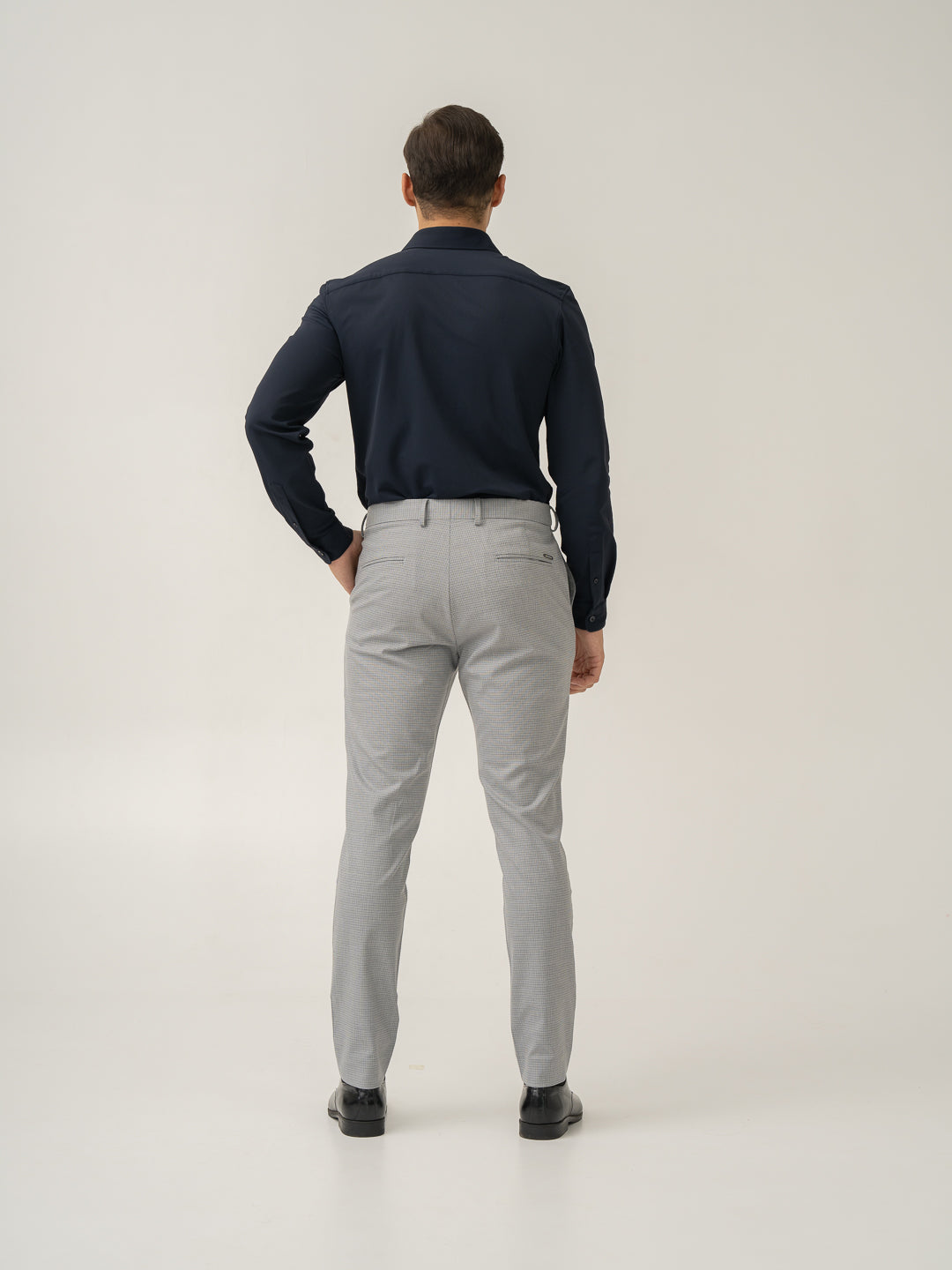 Marble Grey Micro Checks  Stretch Pants