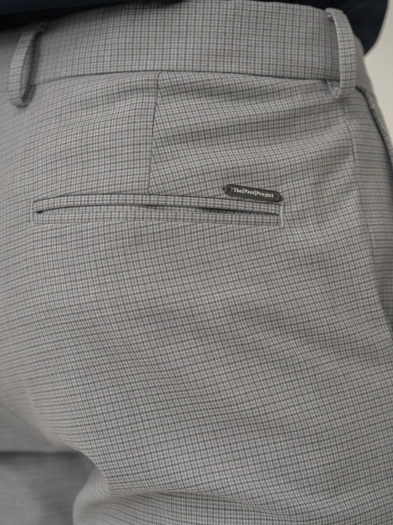 Armour Grey Micro Checks Slim Fit Stretch Formal Pant