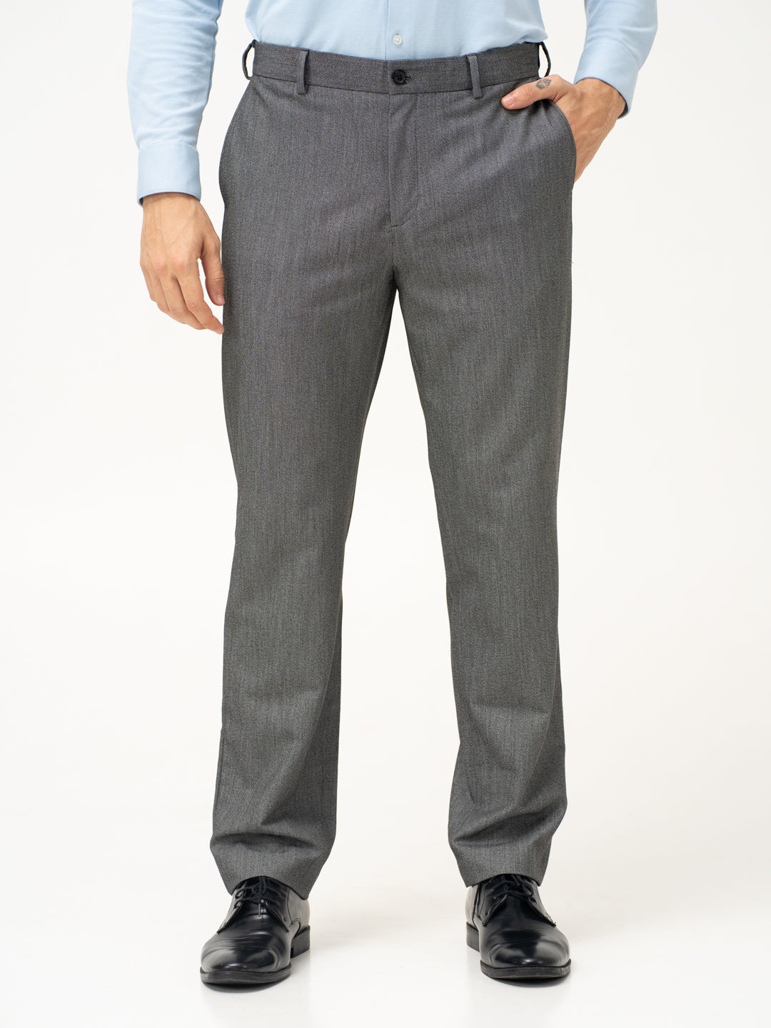 Tarmac Black & White Textured Water Repellent Relaxed Fit Stretch Formal Pant