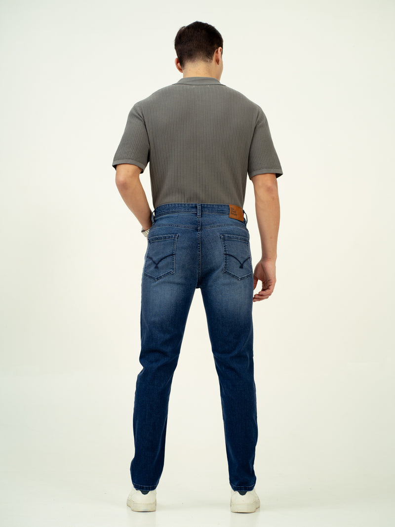 Faded Blue Whiskered Slim Fit Jeans