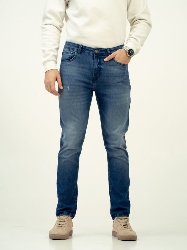 Glacier Blue Damaged Slim Fit Jeans