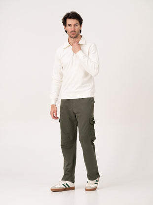 March Olive Relaxed Fit Cargo Sweatpants