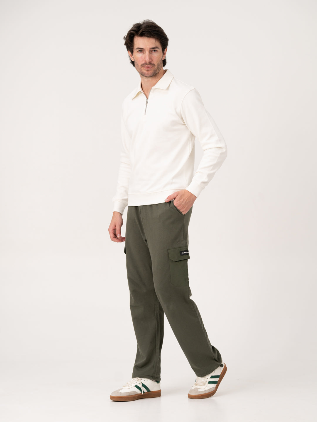 March Olive Relaxed Fit Cargo Sweatpants