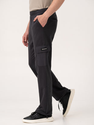 Neutral Grey Relaxed Fit Cargo Sweatpants