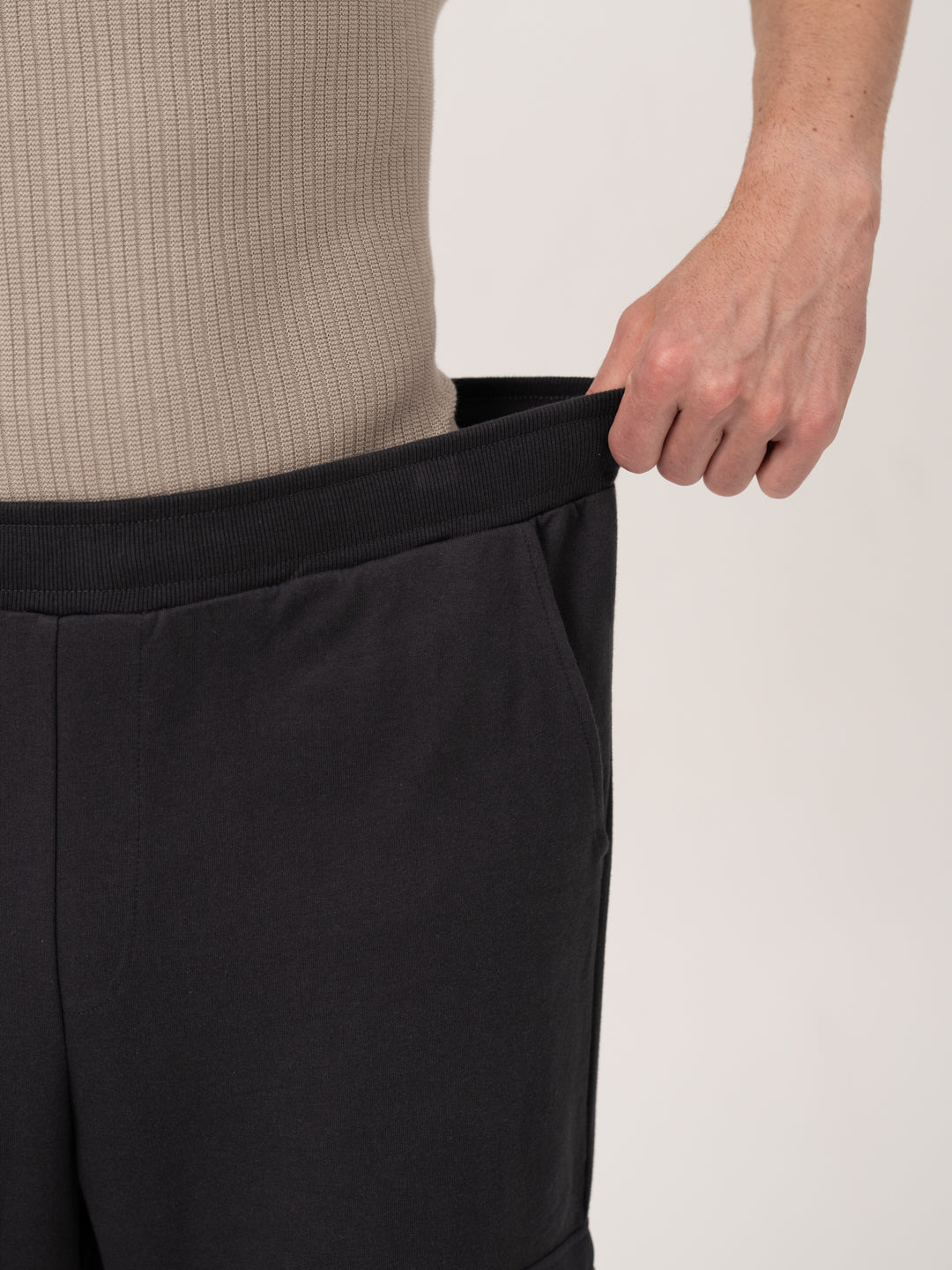 Neutral Grey Relaxed Fit Cargo Sweatpants