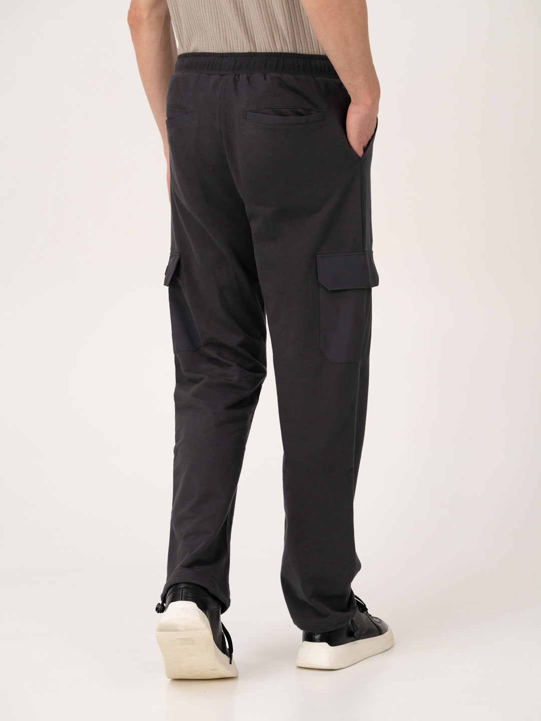 Neutral Grey Relaxed Fit Cargo Sweatpants