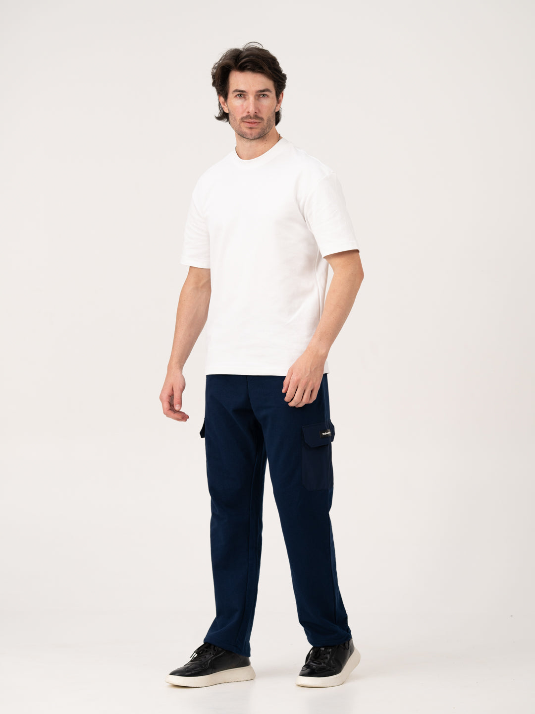 Calm Navy Relaxed Fit Cargo Sweatpants