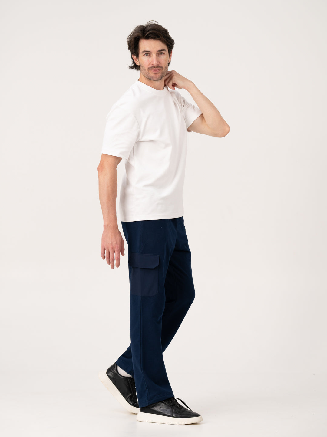 Calm Navy Relaxed Fit Cargo Sweatpants